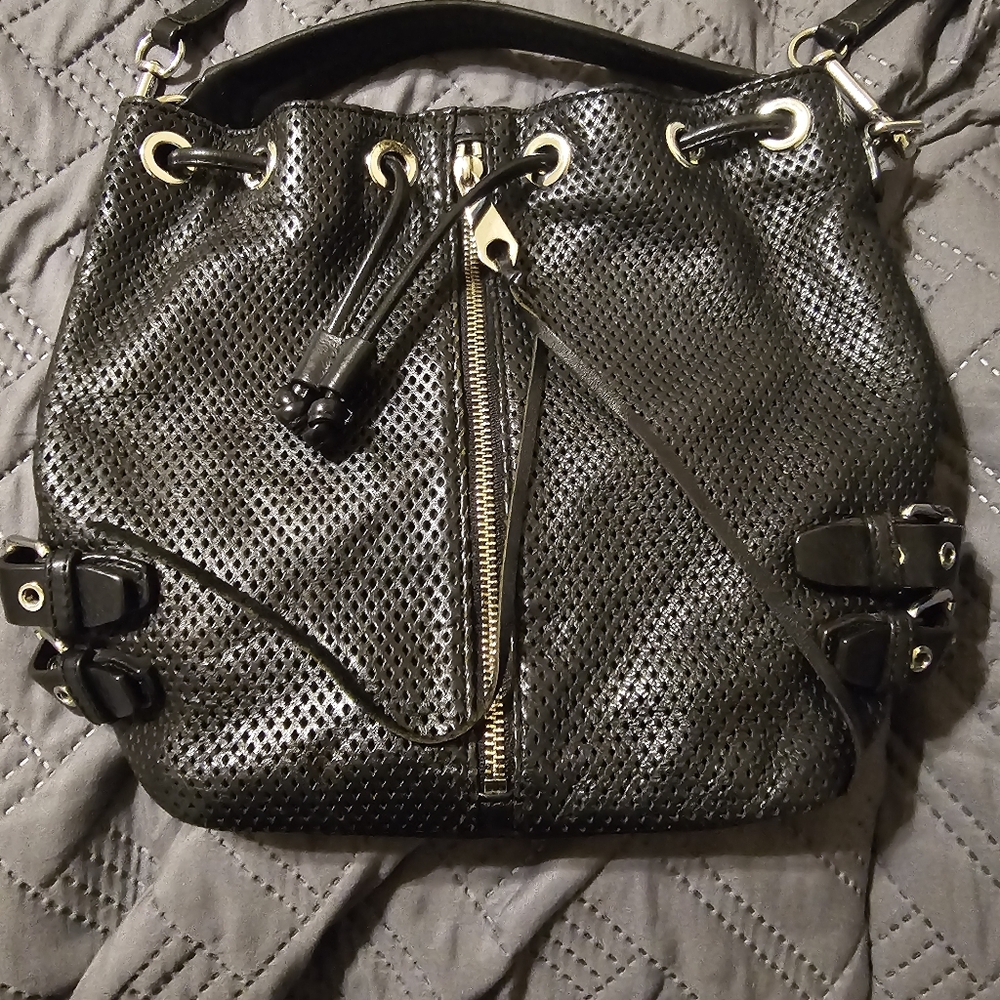 Rebecca Minkoff Black Bucket Drawstring Purse Shoulder Bag Zipper